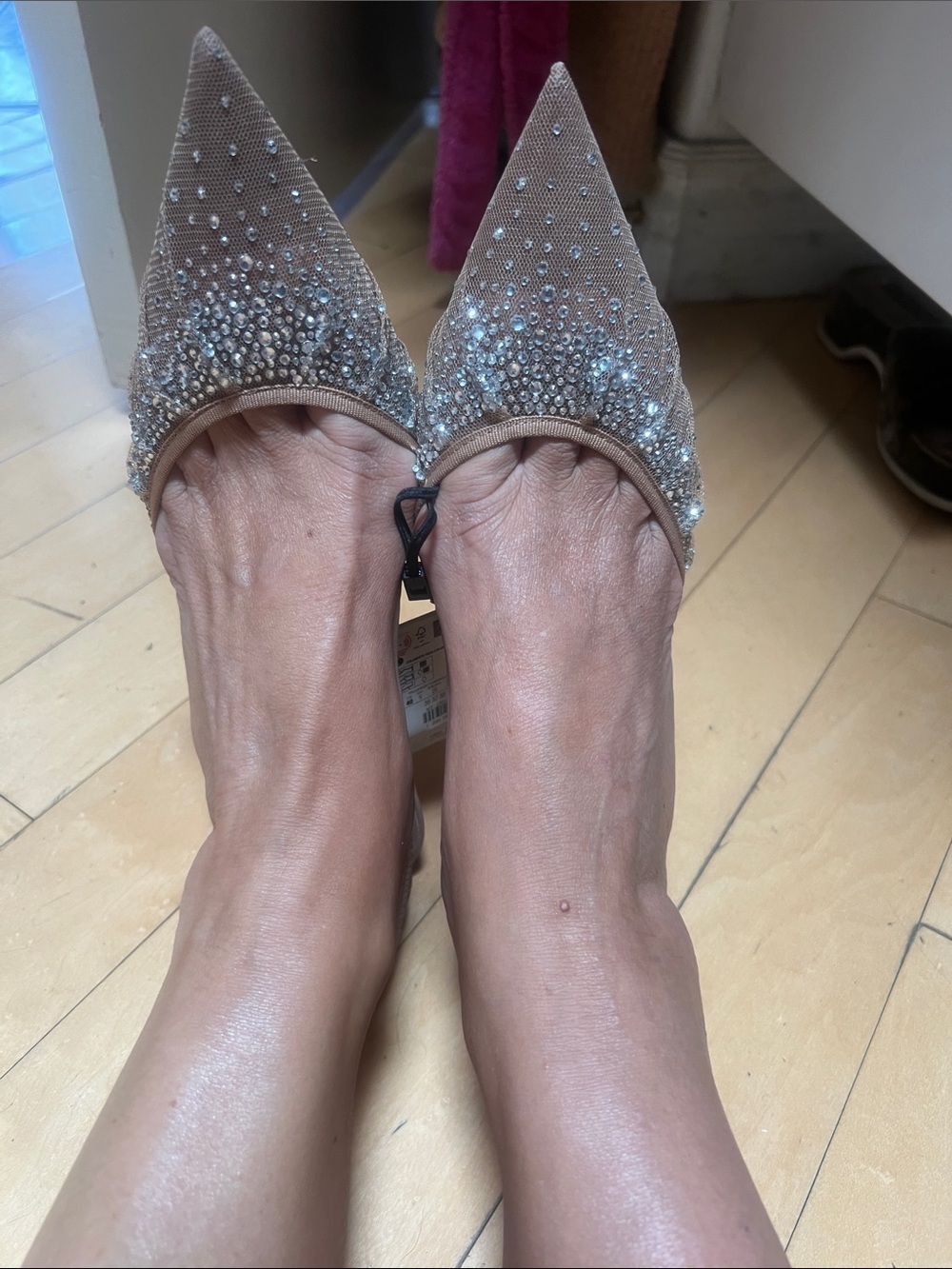 Zara embroidered mesh pumps 10